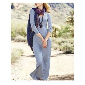 Peruvian Connection Women Small Marinero Striped Maxi Dress Blue Nautical Preppy